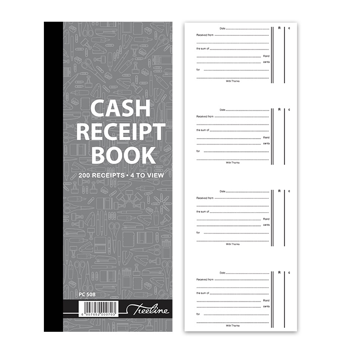 Treeline Cash Receipt Book 4 to view Duplicate Numbered – Pack of 5