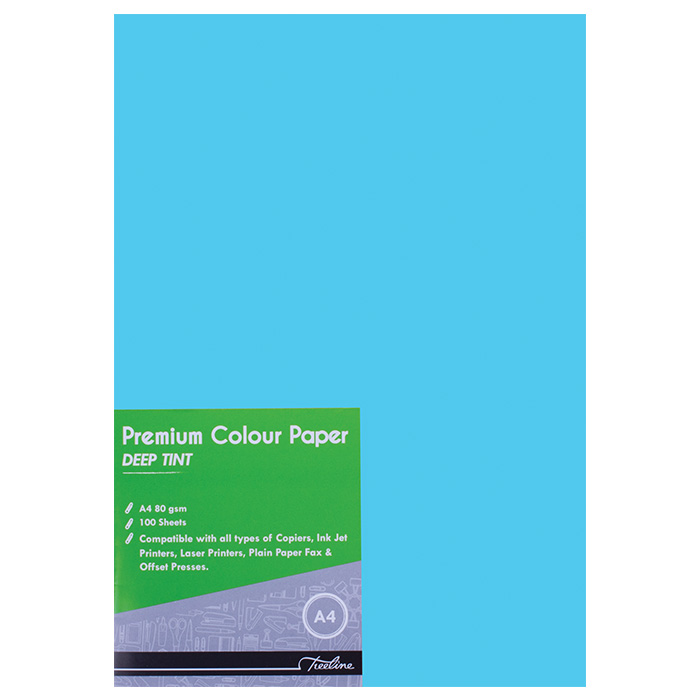 Treeline Paper Premium Deep Tint 80gsm Turquoise A4 (100 Sheets)