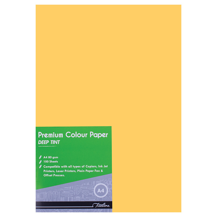 Treeline Paper Premium Deep Tint 80gsm Lemon A4 (100 Sheets)