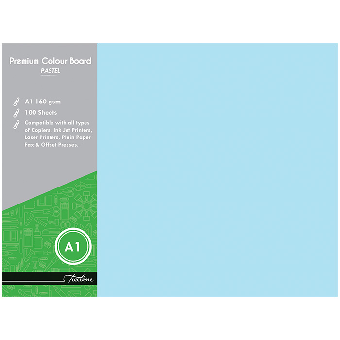 Treeline Project Board Pastel Blue A1 160gsm Pack of 100