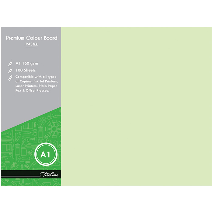 Treeline Project Board Pastel Green A1 160gsm Pack of 100
