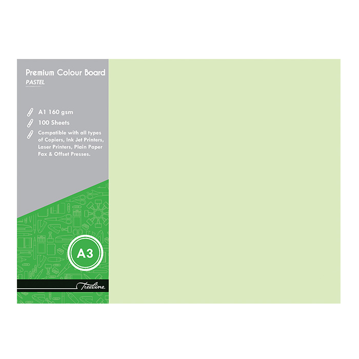 Treeline Project Board Pastel Green A3 160gsm – 100’s