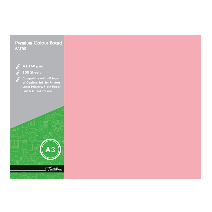 Treeline Project Board Pastel Pink A3 160gsm – 100’s