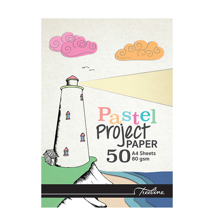 Treeline Project Pads A4 80gsm Pastel Assorted Colours – 50 Sheet