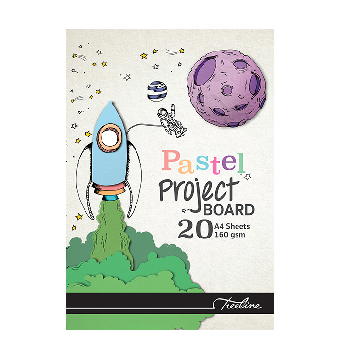 Treeline Project Board Pads A4 160gsm Pastel Assorted – 20 Sheet