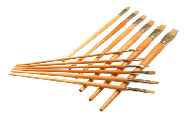 Treeline Long Handle Brushes Flat  Size 1-12 Set Paint Brushes