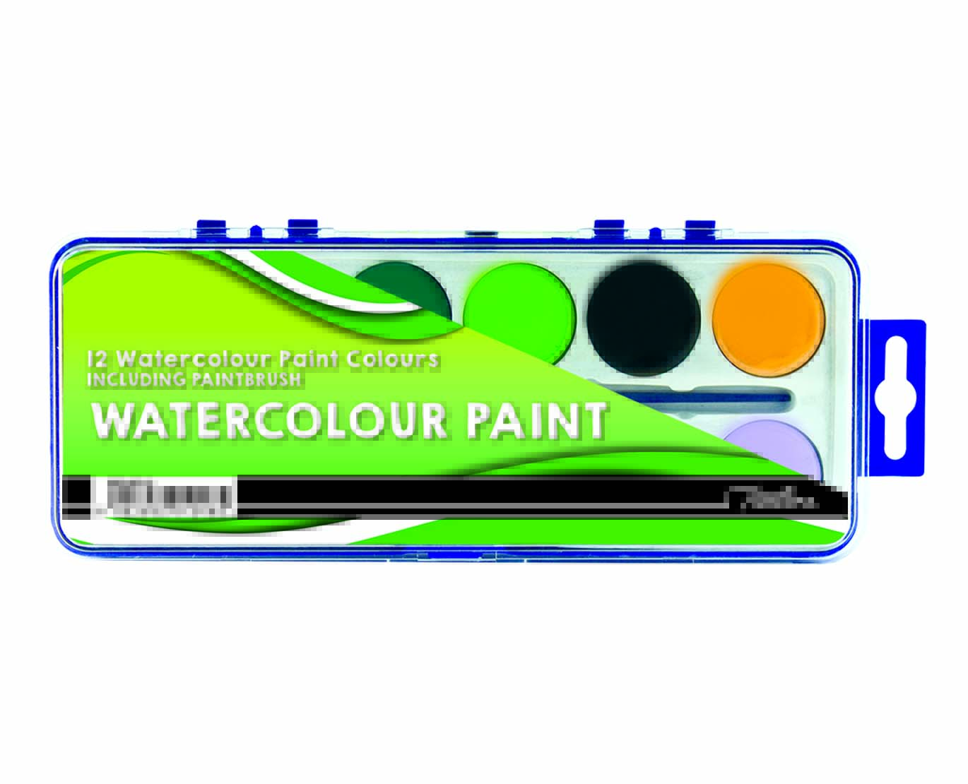 Treeline Watercolour Paints Tray of 12 Assorted Colours with Brush