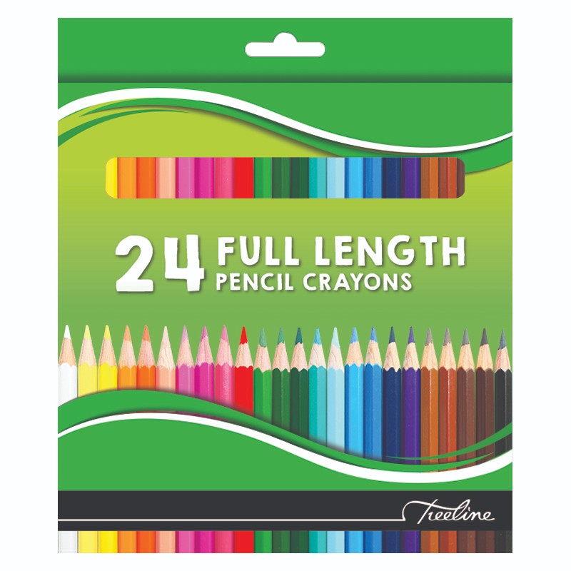 Treeline Pencil Crayons 24 Colours Full Length