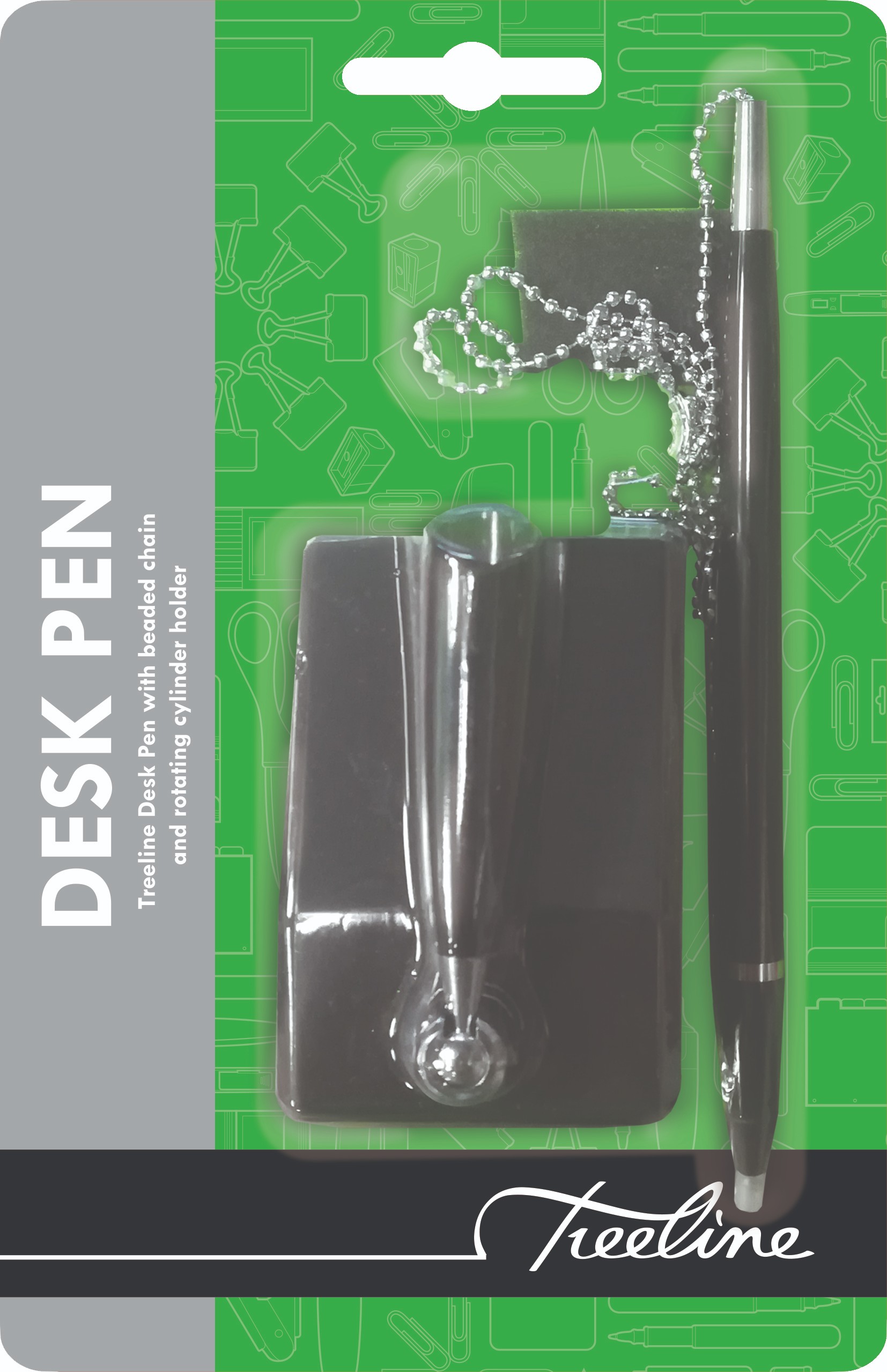 Treeline Desk Pen With Beaded Chain and Rotating Holder