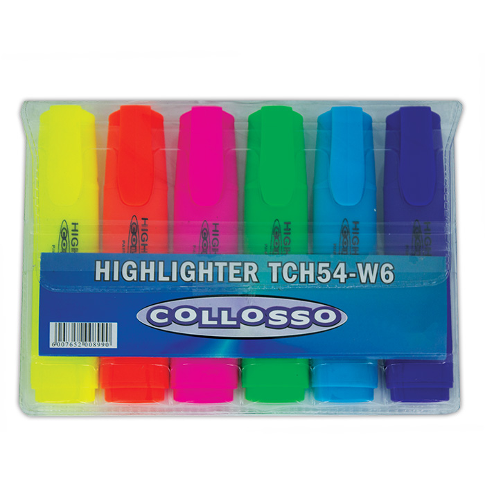 Collosso Highlighters Chisel Tip – Wallet of 6