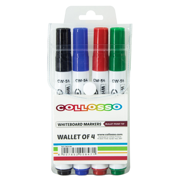 Collosso Whiteboard Markers Bullet Point – Wallet of 4