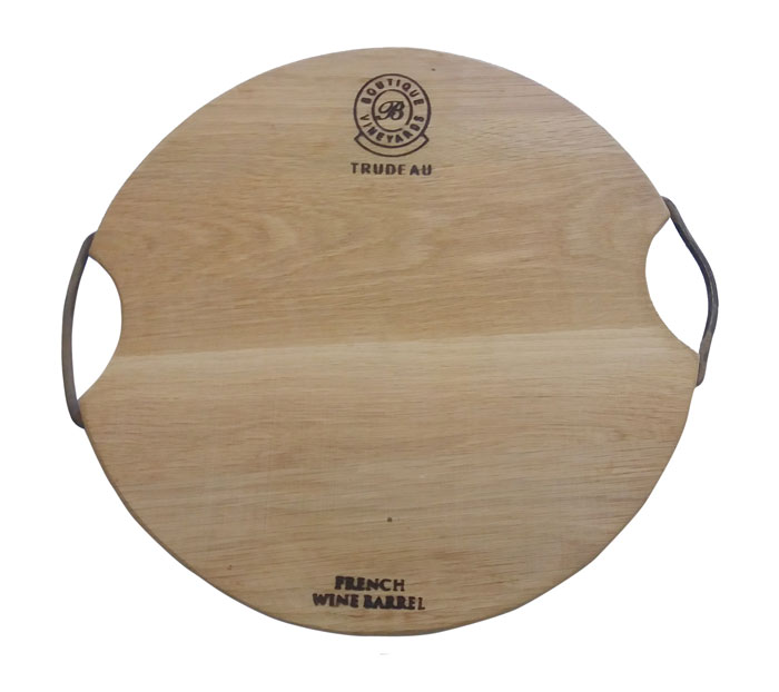 Trudeau Small Round Serving Board with Double Iron Handles