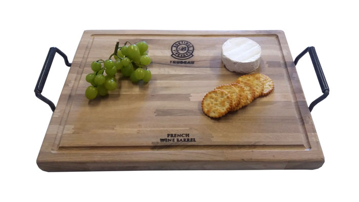 Trudeau Large Oak Steak Serving Board with Iron Handles
