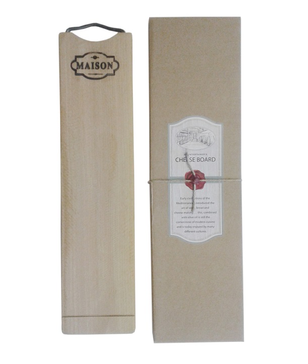 Maison Small Baguette Handle Serving Board & Wine Staves Gift Set – Light