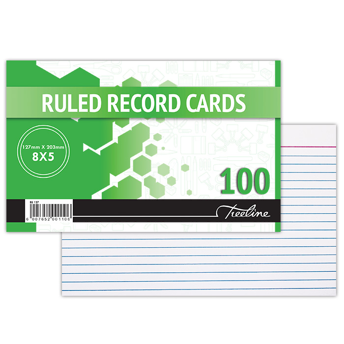Treeline Ruled Record Cards (8 x 5) Feint – 127 x 203mm
