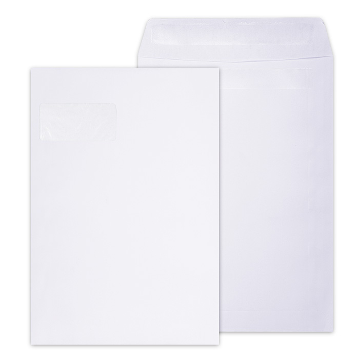 LEO C4 White WIndow Self Seal Envelopes – Open Short Side – Box of 250