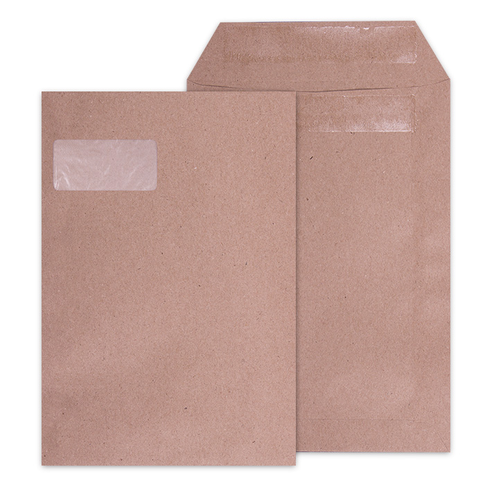 LEO C4 Manilla Self Seal with window – Open Short Side Envelopes – Box of 250