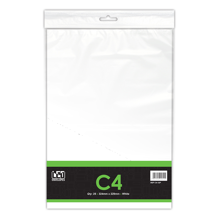 LEO C4 White Self Seal Envelopes – Open Short Side – Pack of 25