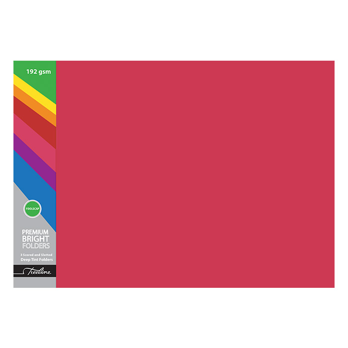 Treeline Premuim Deep Tint Red Board Folders Foolscap 192gsm – 100s