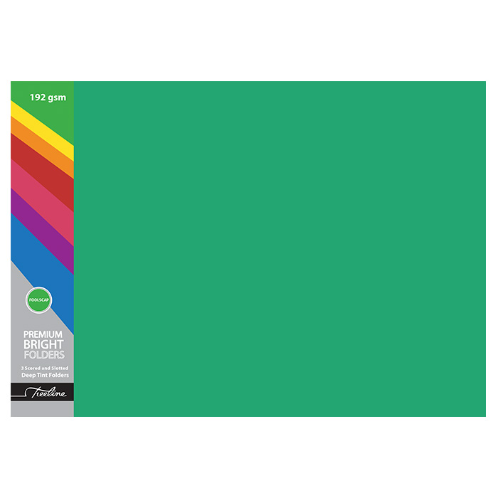 Treeline Premuim Deep Tint Green Board Folders Foolscap 192gsm – 100s