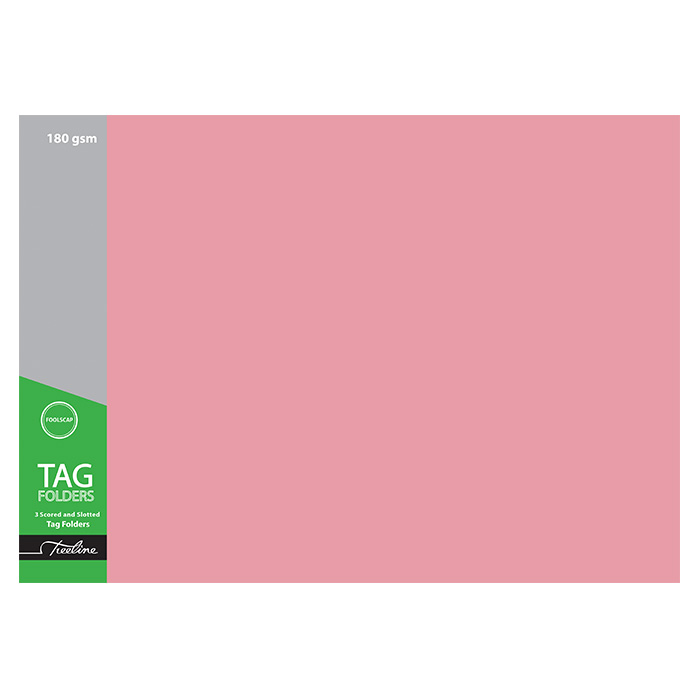Treeline Tag Manilla Board Folder Pink 2 Fold Foolscap 180gsm – Pack 100