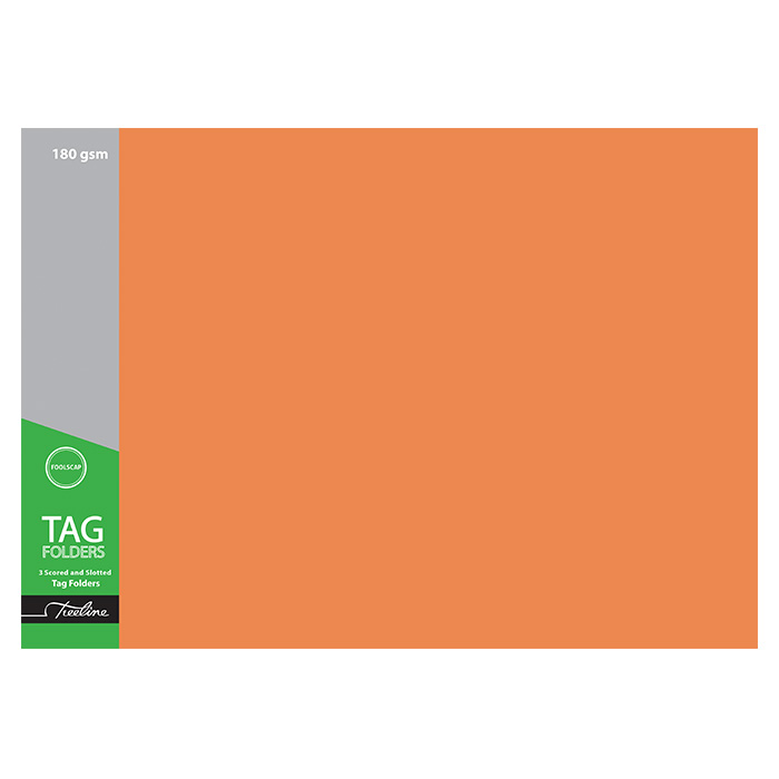 Treeline Tag Manilla Board Folder Orange 2 Fold Foolscap – Pack of 100