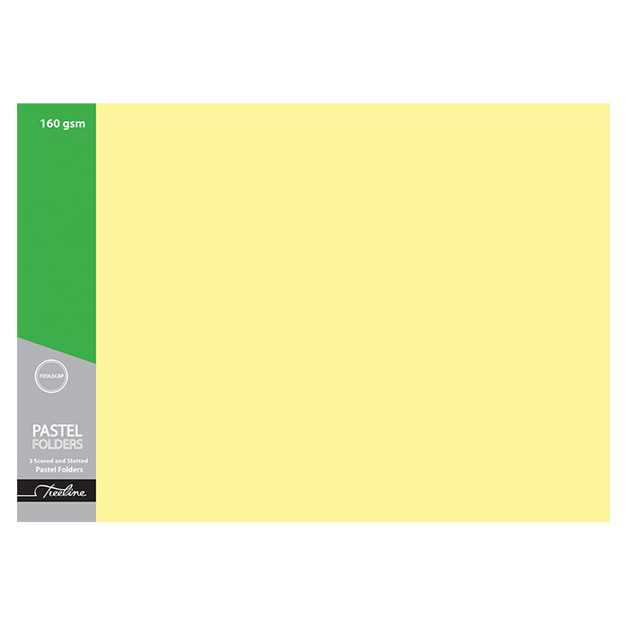 TreelineTokai Board Folder Yellow 2 Fold Foolscap 160gsm pack of 100