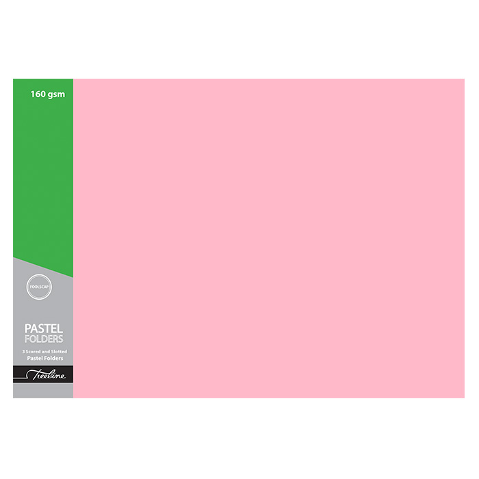 Treeline Tokai Board Folder Pink 2 Fold Foolscap 160gsm  – 100s