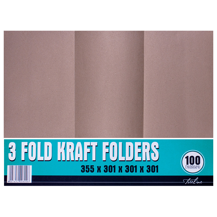 Treeline Kraft 3 Fold Scored and Slotted Folder 14 x 9 x 9 x 9″ -100s