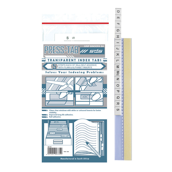 SDS White Transparent Index Tabs – 5 Strips per Pack