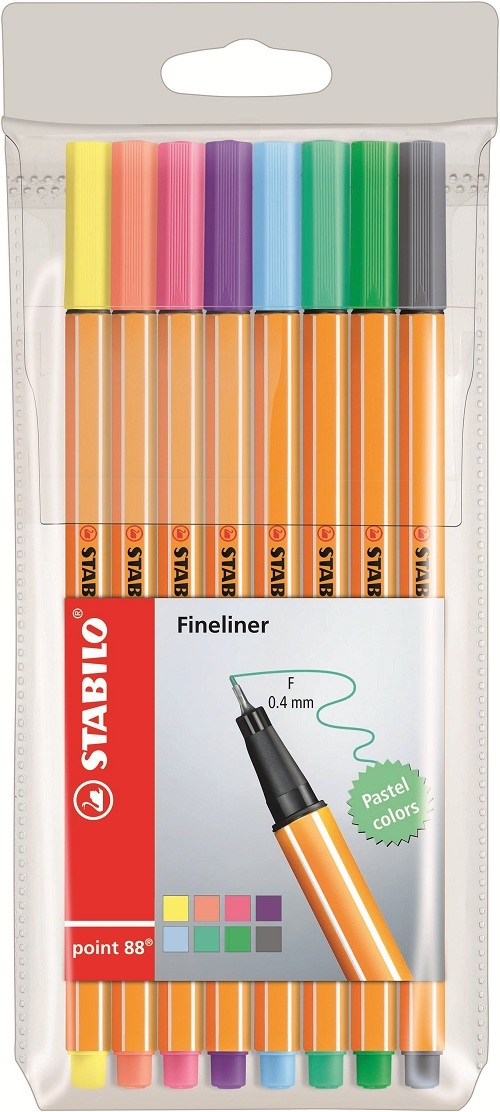 Stabilo: Stabilo Pastel Point 88 Fineliner – Assorted Wallet of 8
