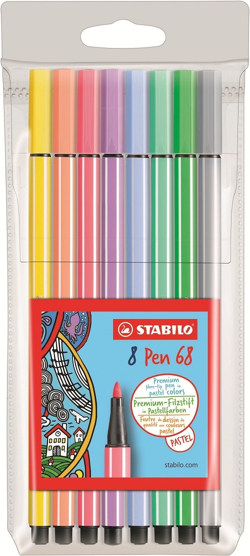 Stabilo: Stabilo Pastel Pen 68 Fibre Tip – Assorted Wallet of 8