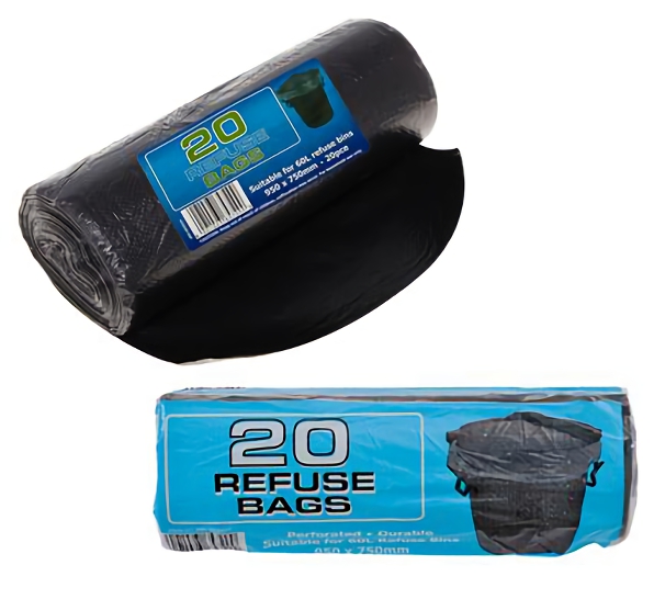 Bulk Pack of 5x 20 Piece Refuse Bags – Black