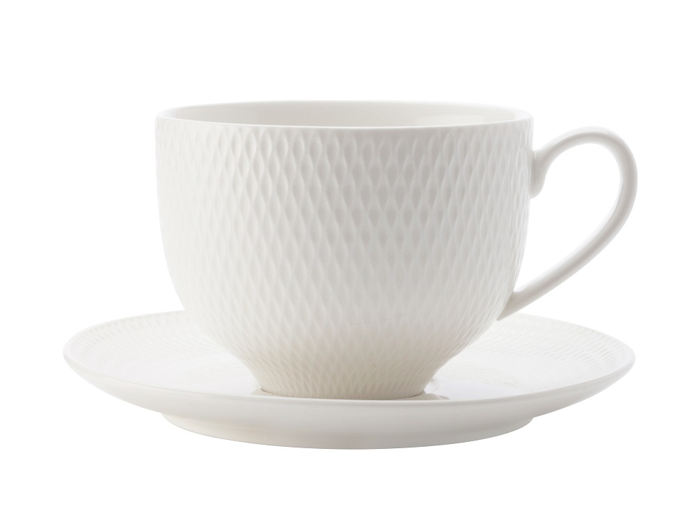 Maxwell & Williams – White Basics Diamonds Tea Cup & Saucer