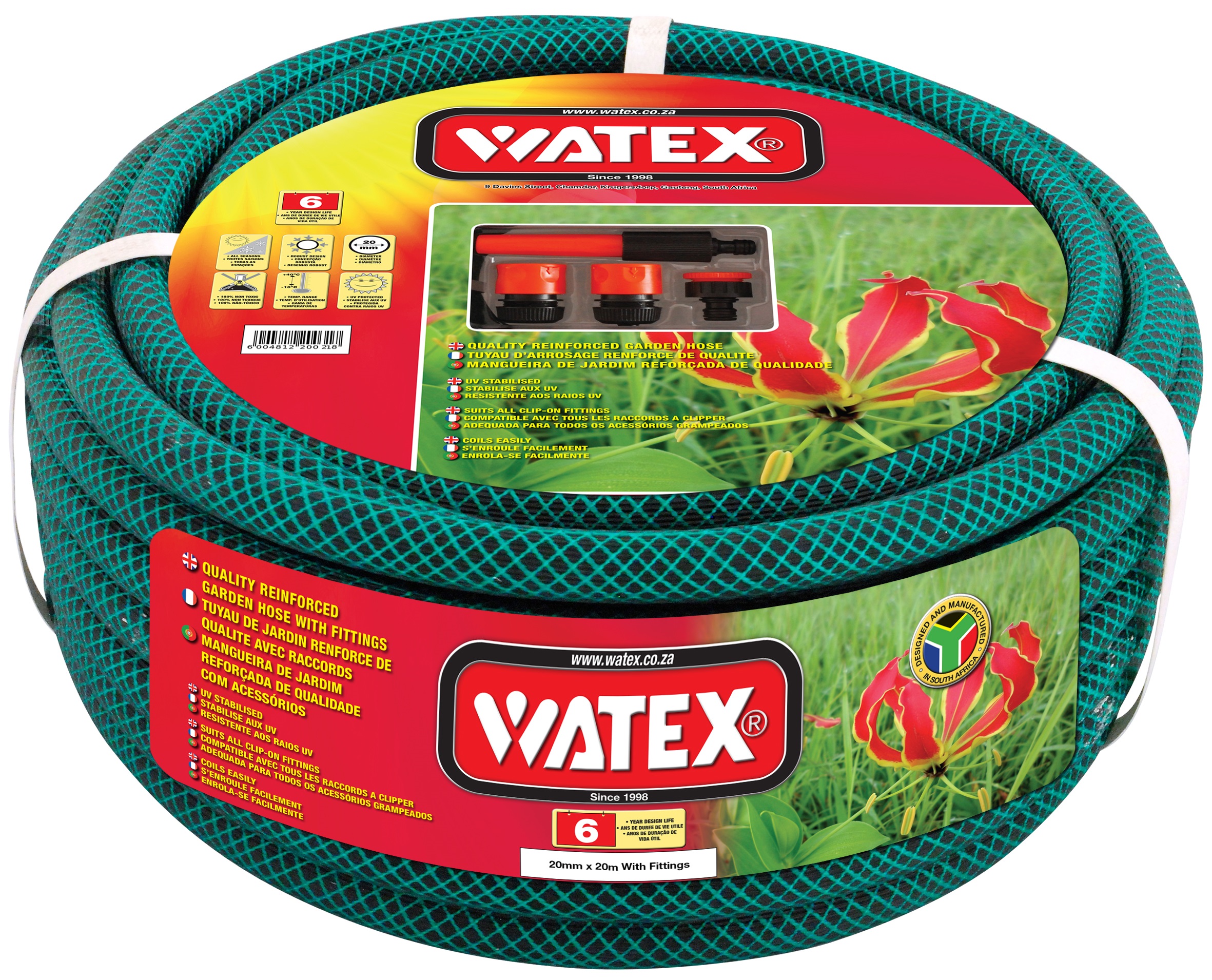 Watex 6 Year Garden Hose Pipe – 20mm x 20m With Fittings