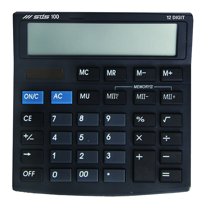 SDS: 12-Digit Dual Power Compact Desk Calculator