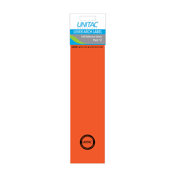Unitac: Lever Arch Labels – Orange