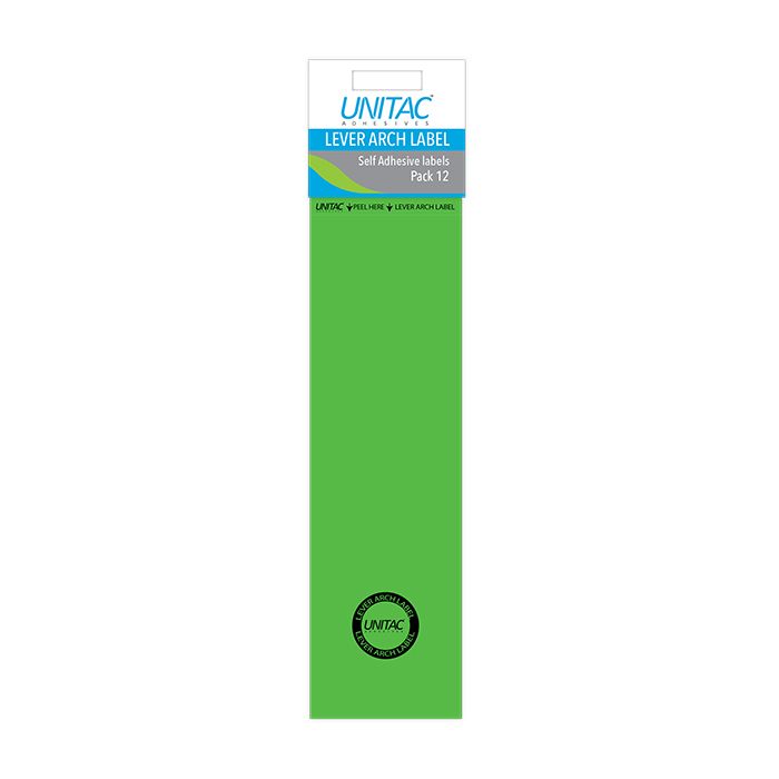 Unitac: Lever Arch Labels – Neon Green