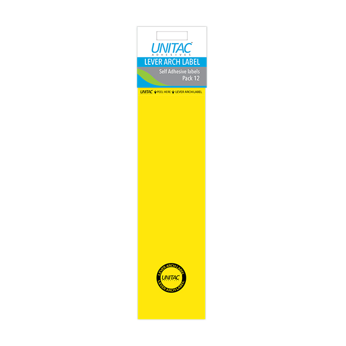 Unitac: Lever Arch Labels – Neon Yellow