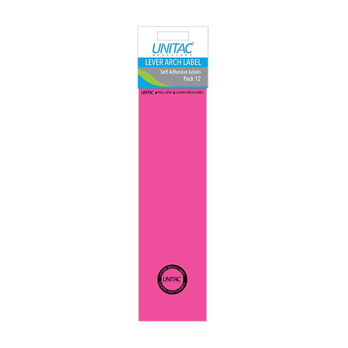 Unitac: Lever Arch Labels – Neon Pink