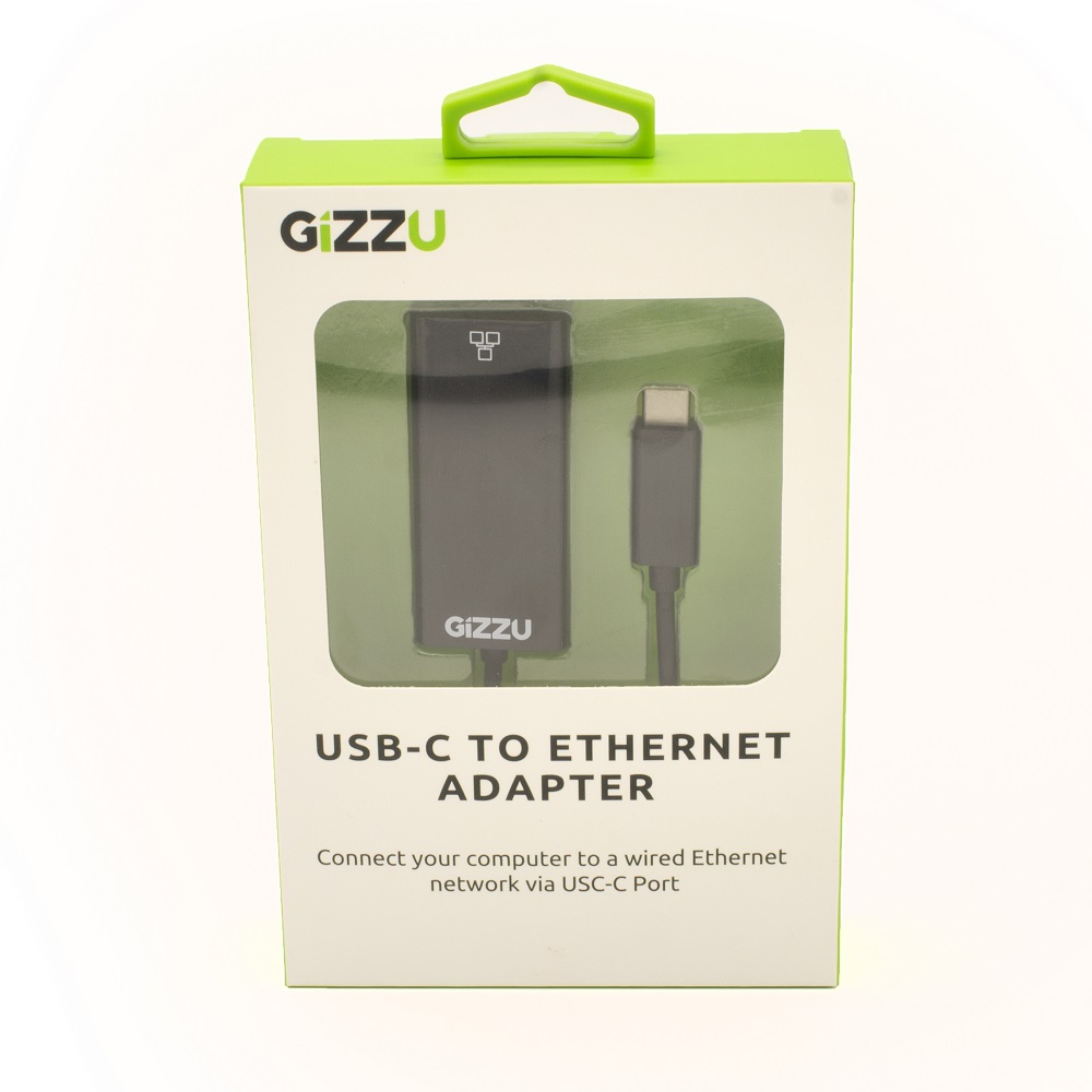 GIZZU USB-C To Ethernet Adapter Black