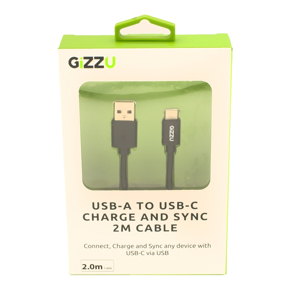 GIZZU USB2.0 A To USB-C 2m Cable – Black