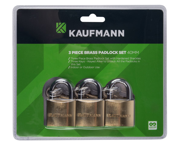 Kaufmann Lock Set – Brass – 40mm 3 Piece