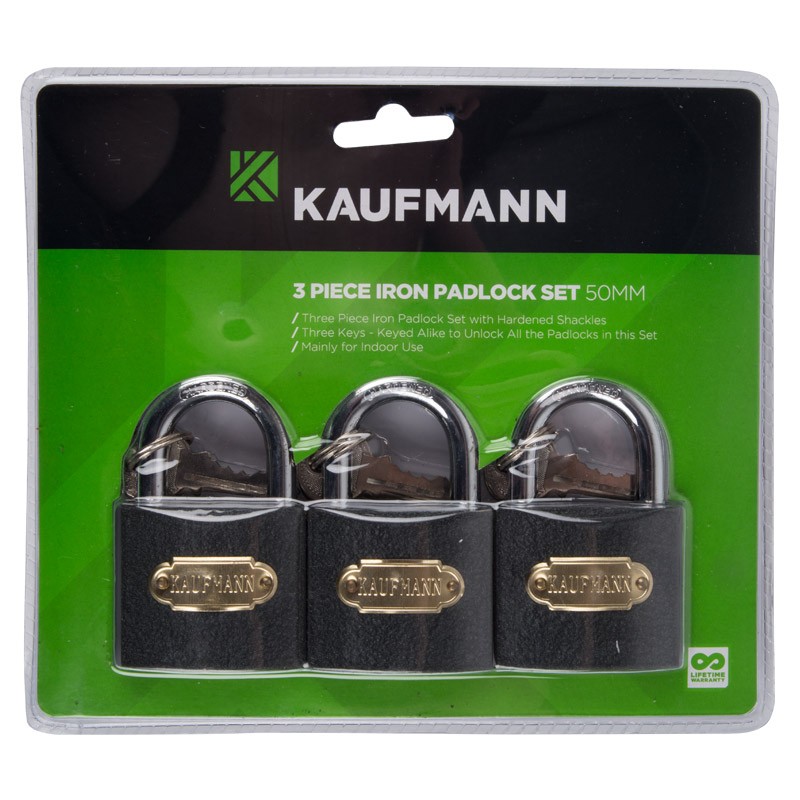 Kaufmann Steel Lock Set 3 Pc 50mm
