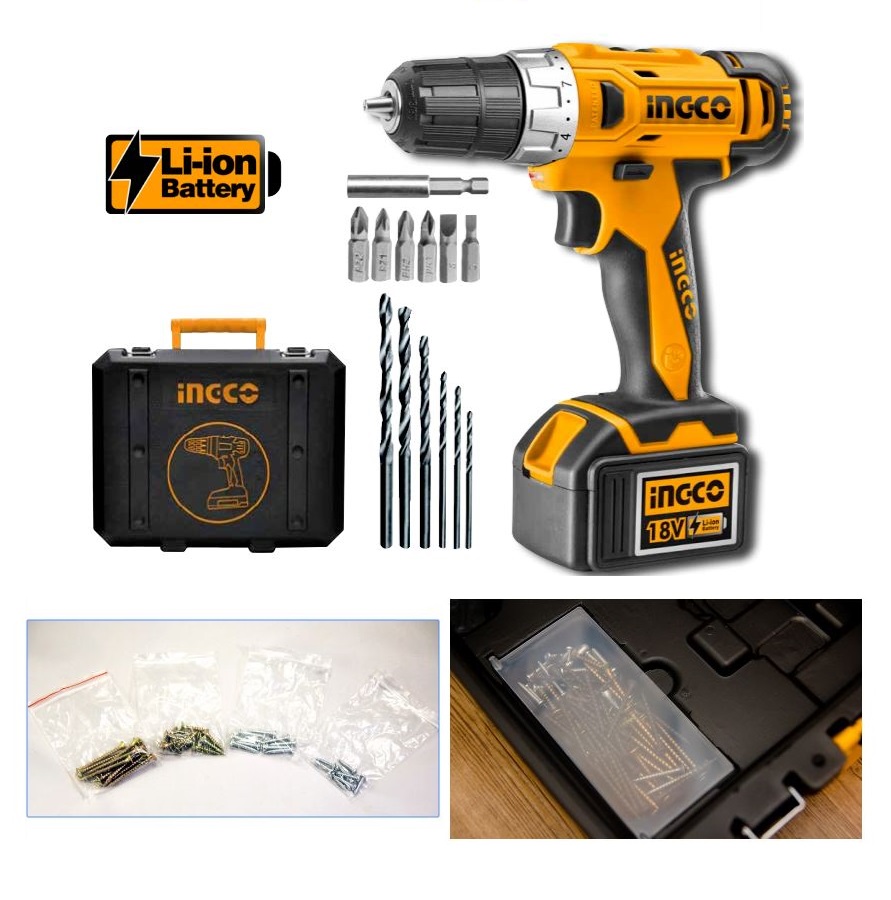 Ingco Li-ion 18V Cordless Drill Combo