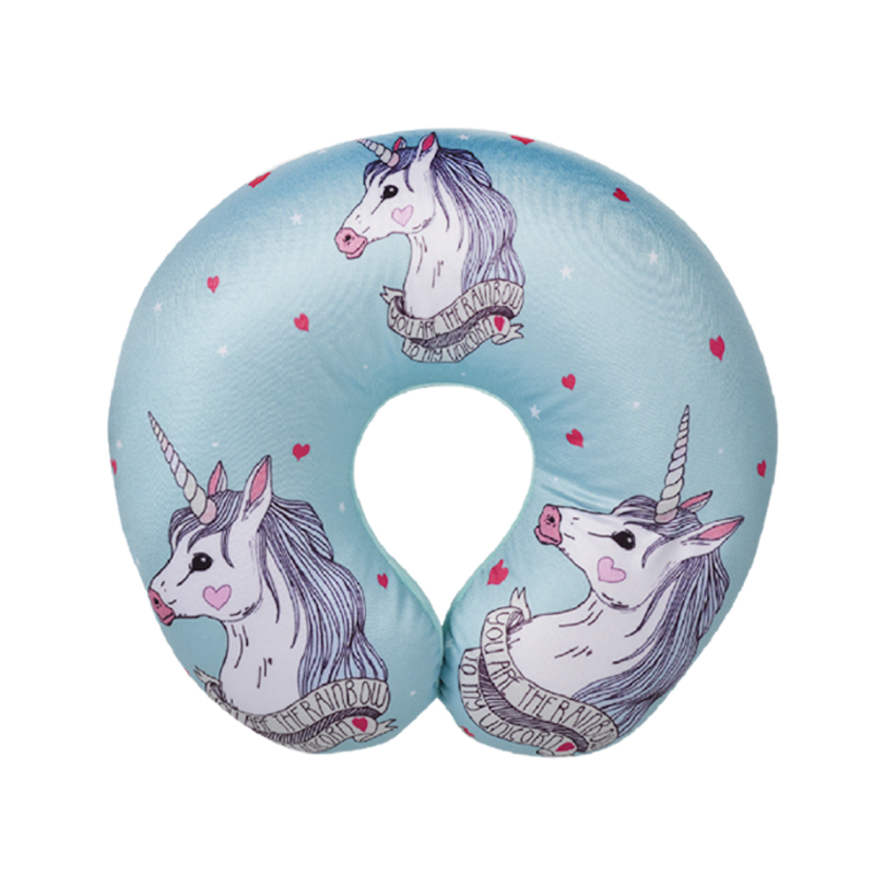 Travel Pillow with Unicorn Design – Blue