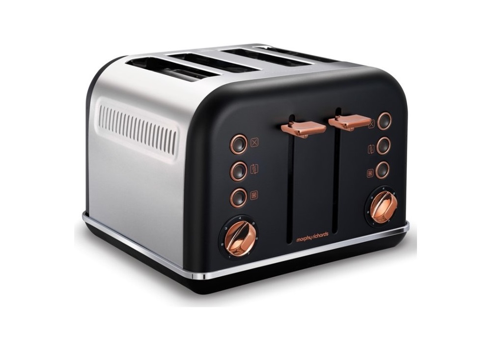Morphy Richards – 4 Slice Accent Toaster – Black With Rose Gold