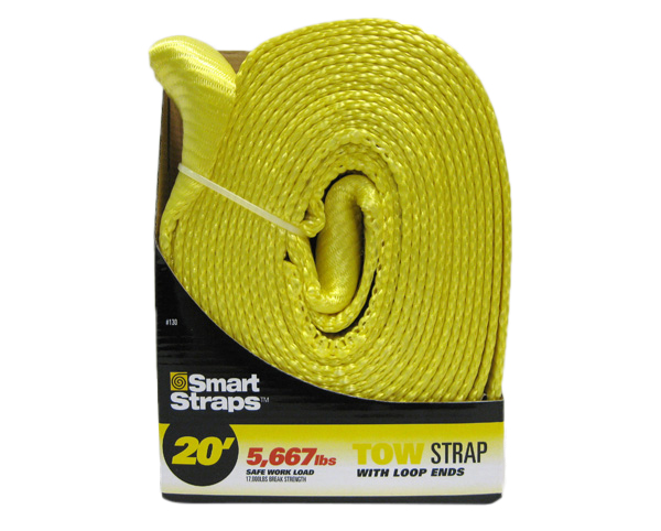 Smart Straps 6m Tow Strap with Loop Ends – Yellow