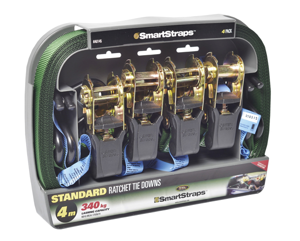 Smart Straps 4mRatchet Tie Down Pad – Green (4 Piece)