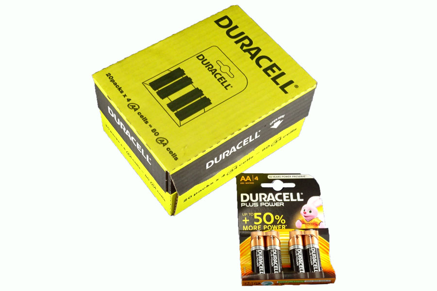 Duracell Plus Power AA Alkaline Batteries – Box of 20 Packs